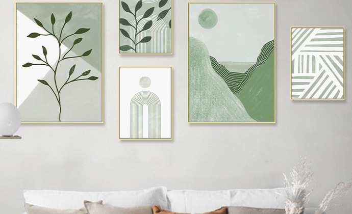 绿意盎然的抽象风绿色植物家居装饰画挂画壁画