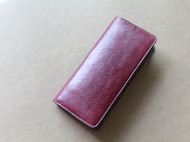 紫红色油腊皮长夹