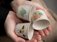 草木灰手绘手工陶瓷茶杯功夫茶具品茗杯主人杯
