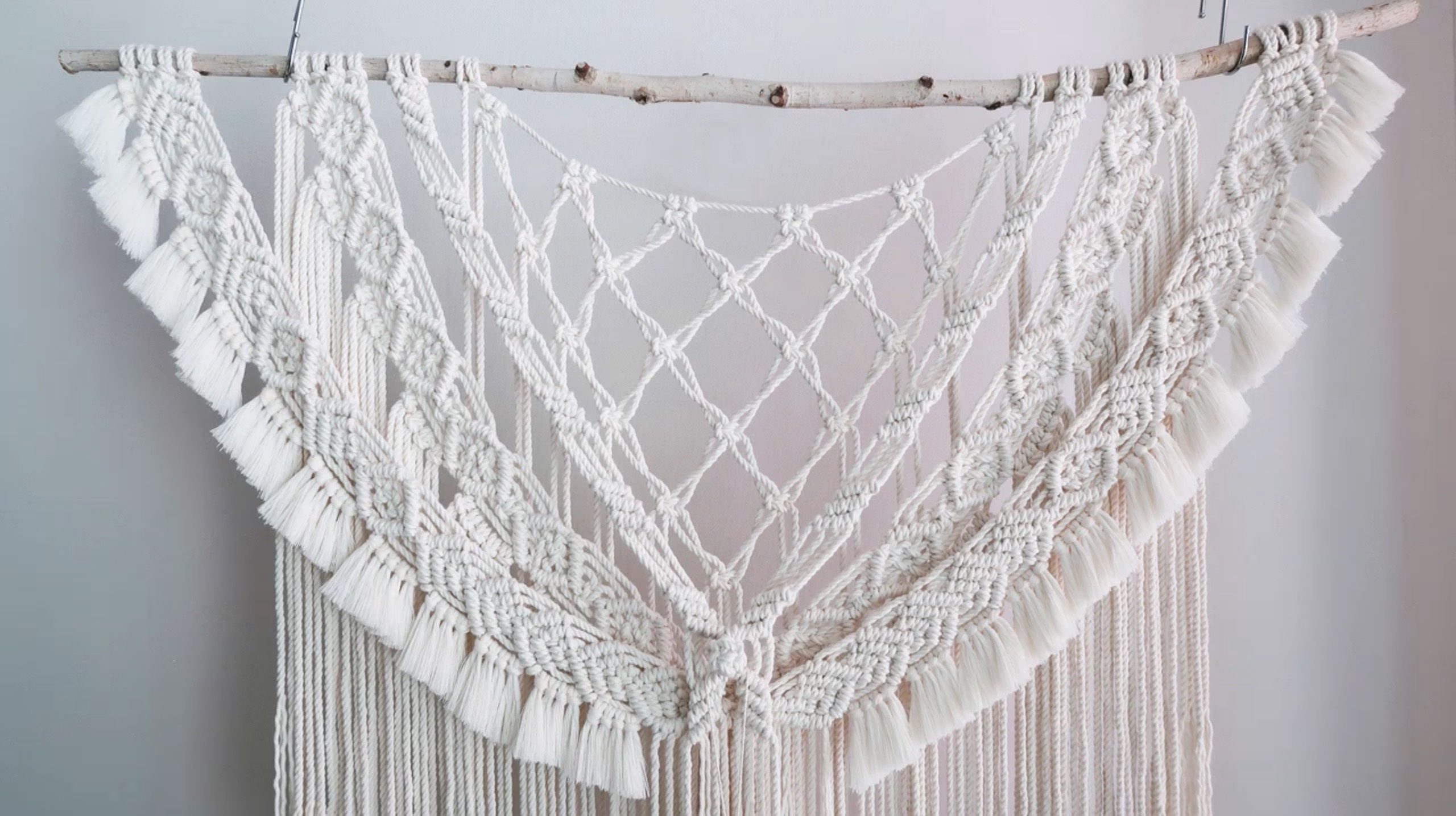 DIY棉绳编织墙挂（挂毯）视频教程 / DIY Macrame Wall hanging