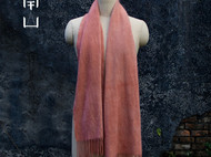 南山草木染原创秋冬季保暖流苏边羊绒女士粉红围巾