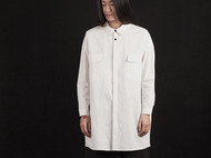白色纯棉刺绣工装版长袖女衬衫