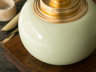 匠自在|龙泉青瓷米黄釉金属盖创意茶叶罐