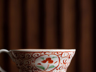 日本进口美浓烧陶瓷赤绘樱枝马克杯宽口水杯