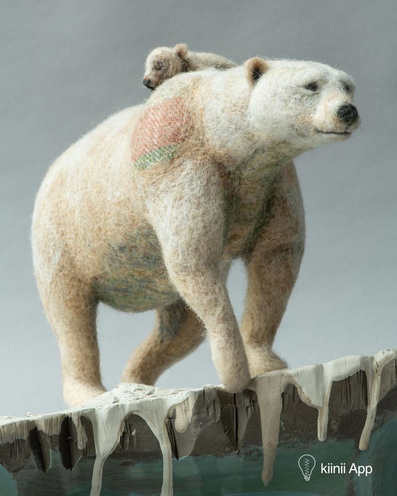活灵活现的羊毛毡动物雕塑