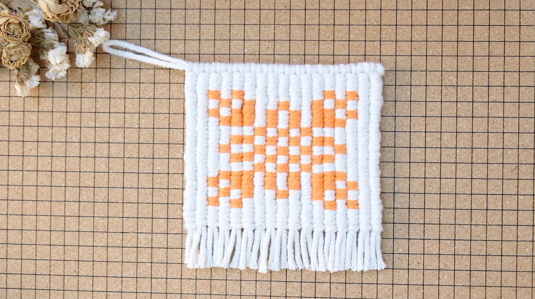 DIY macrame结绳编织棉绳杯垫视频教程