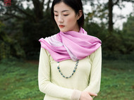 隐机者 100%桑蚕丝雪纺纱 多用多围法长围巾紫色蓝色桔粉色真丝巾