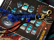 鹿皮手工编织蓝染古布钥匙扣