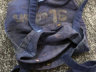 「Santa Bipsilon」蓝染套色做旧托特袋，纯亚麻布料