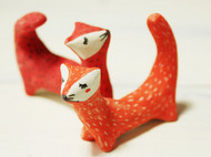 谷陶社 手工小狐狸摆件 陶瓷可爱创意家居礼物