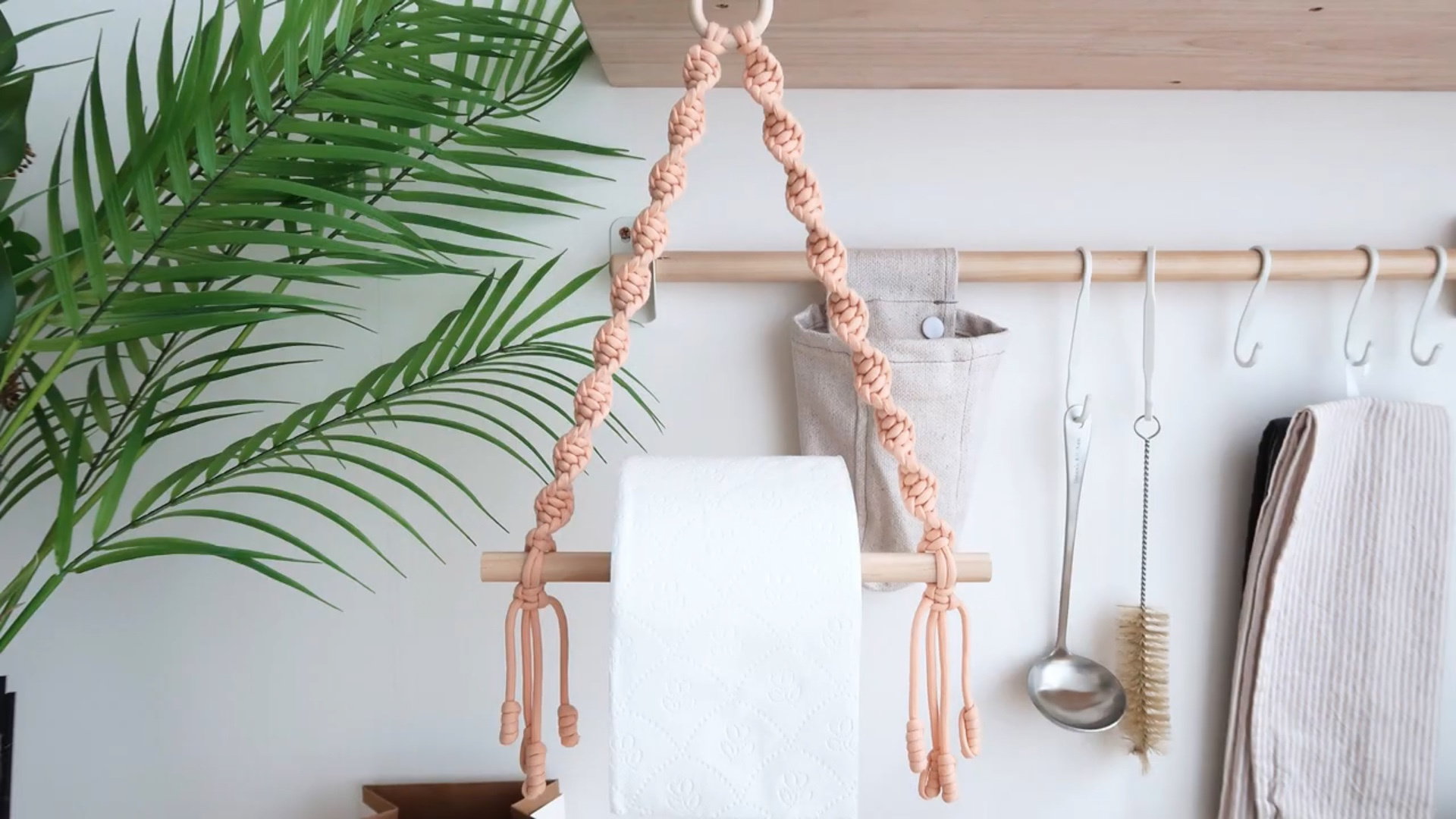 DIY结绳编织卷纸挂架视频教程[macrame knot]