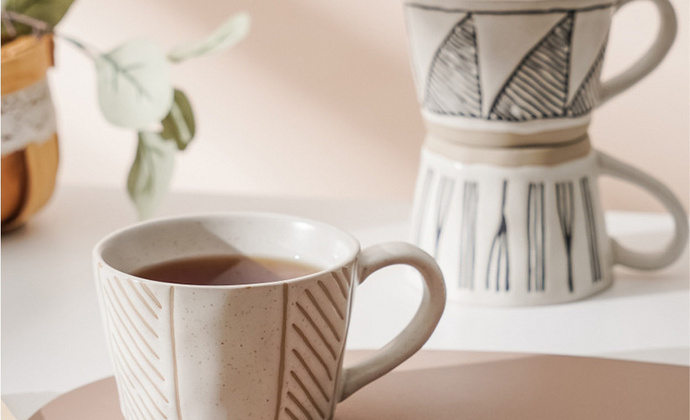 简约北欧风手绘陶瓷马克杯咖啡杯