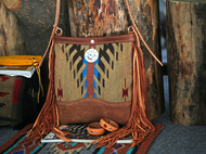 集点手作坊 手工皮具 纳瓦霍印第安美国进口羊毛毯子挎包 流苏包