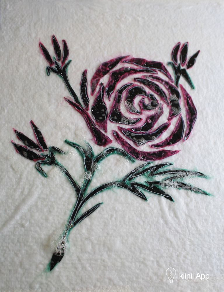 雪里的玫瑰羊毛毡画diy手工制作教程 