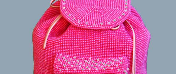 diy钩针粉红色的儿童背包