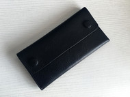 原创手工黑色软植鞣牛皮革摔纹简约大容量长夹手包钱包