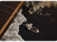 【Mint】橄榄形天然粉晶珍珠手作925纯银锁骨链项链
