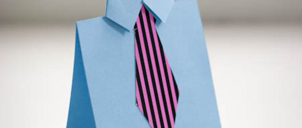 DIY折纸教程：教你折叠蓝色领带状的手工卡片（折纸卡片）