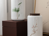 新中式国风手绘白瓷茶叶罐密封罐