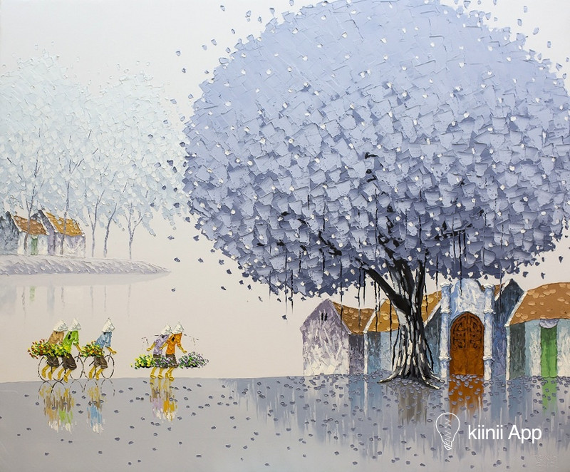 清新山水画越南艺术家phanthutrang的风景油画